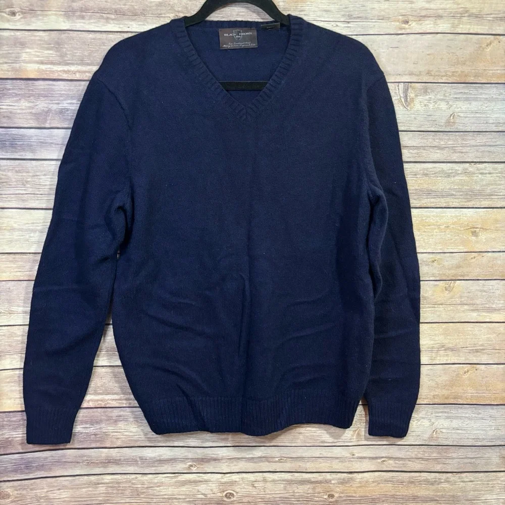 BLACK BROWN 1826 LAMBS WOOL BLEND VNECK PULLOVER SIZE LARGE I1 - Picture 1 of 6